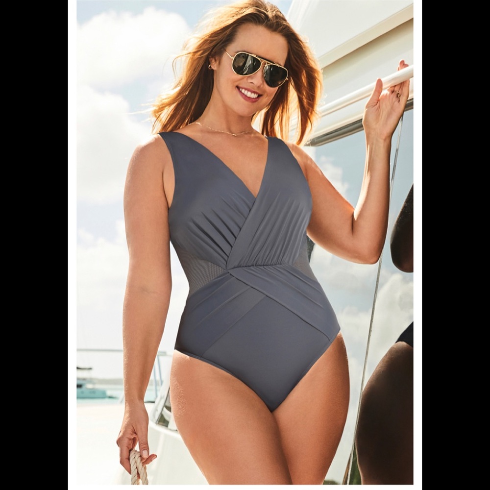 Grey one piece swimsuit